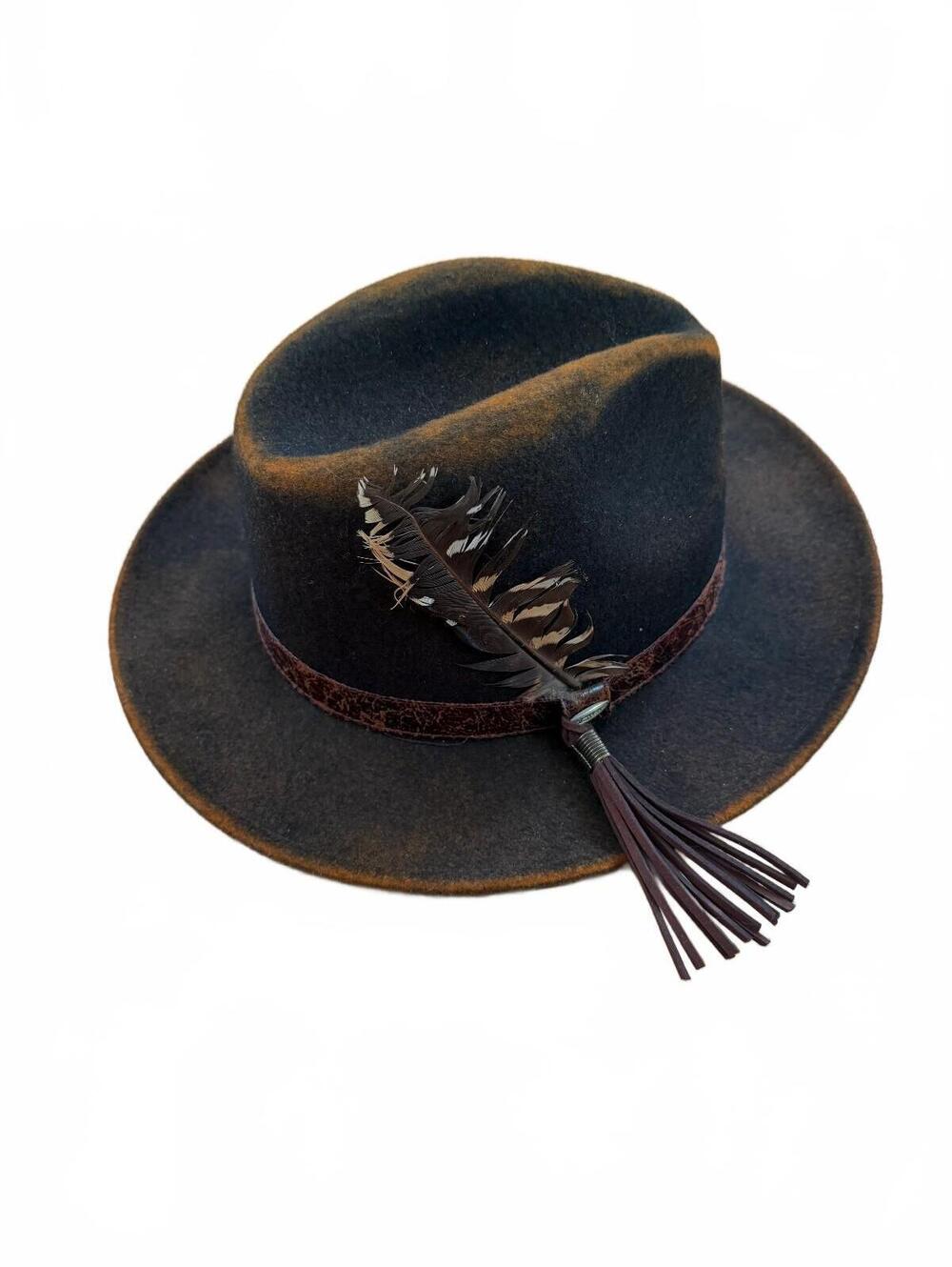 Scala Hand Made Woodstock Distressed Wool Felt Safari Fedora Hat One Size